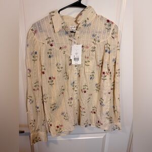 Wonderly Cream Blouse with Floral Embroidery